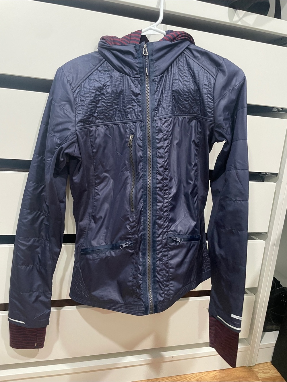 Mondetta Navy Hooded Utility Jacket with Maroon Lining